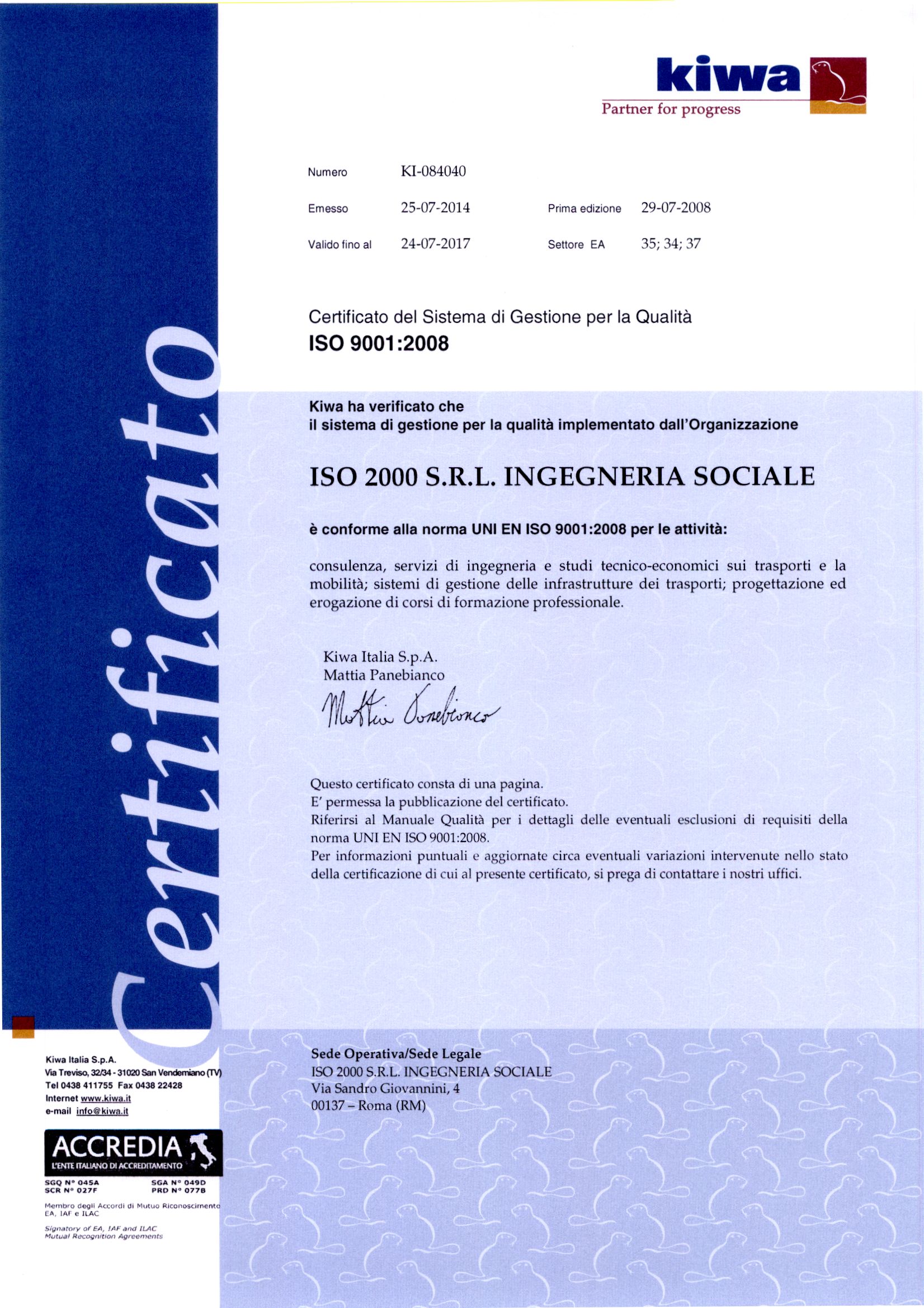 Certificato ISO 9001